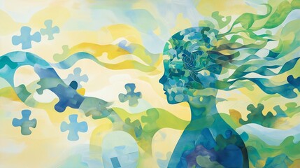 Conceptual Visualization of Neurodevelopmental Disorders and Brain Development. Autism Spectrum Disorder. Illustration of ADHD: Hyperactivity, Impulsivity, and Inattention. Intellectual Disabilities
