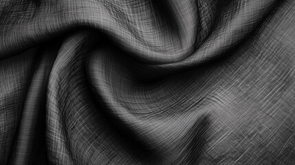 Fototapeta premium Elegant black fabric with soft flowing folds