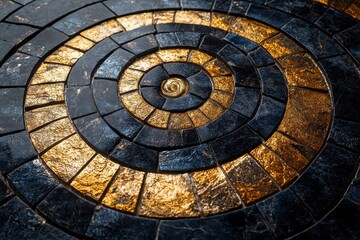 Elegant 3D Abstract Background with a Golden Spiral on Black
