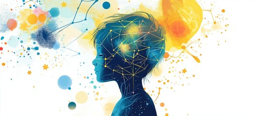 Conceptual Visualization of Neurodevelopmental Disorders and Brain Development. Autism Spectrum Disorder. Illustration of ADHD: Hyperactivity, Impulsivity, and Inattention. Intellectual Disabilities
