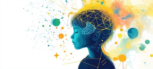 Conceptual Visualization of Neurodevelopmental Disorders and Brain Development. Autism Spectrum Disorder. Illustration of ADHD: Hyperactivity, Impulsivity, and Inattention. Intellectual Disabilities