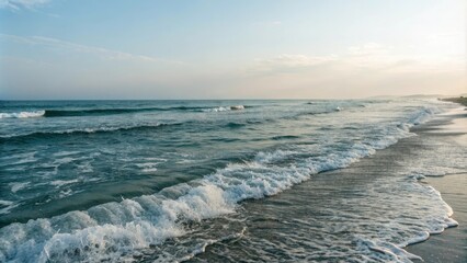 Obraz premium Gentle lapping of waves against the shore, natural forms, gentle motion, wavy lines