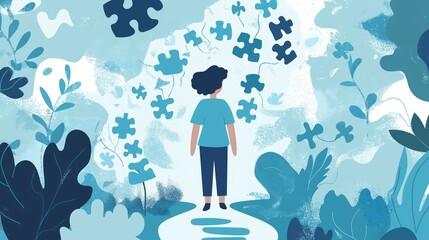 Conceptual Visualization of Neurodevelopmental Disorders and Brain Development. Autism Spectrum Disorder. Illustration of ADHD: Hyperactivity, Impulsivity, and Inattention. Intellectual Disabilities