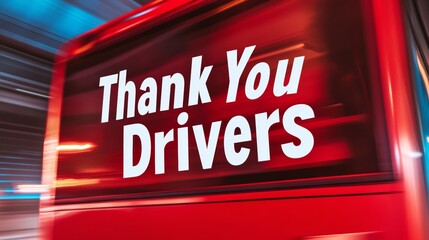 Vibrant Urban Mobility Thank You Drivers in Bold Typography - Transit Driver Appreciation Day and Spring Energy for Public Transport Campaigns