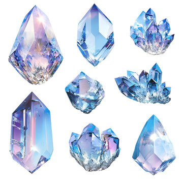 [Transparent Background PNG]Beautiful Blue and Purple Crystal Collection