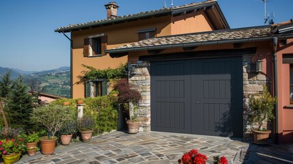 Modern family home garage  a secure and functional space for vehicles and tools storage