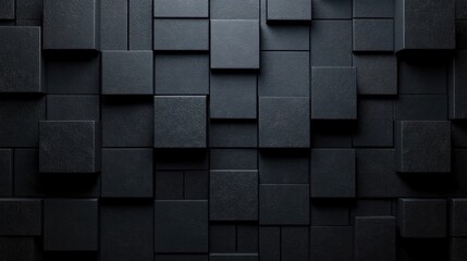 Textured Black Cube Wall Ambient Lighting 3D Illustration