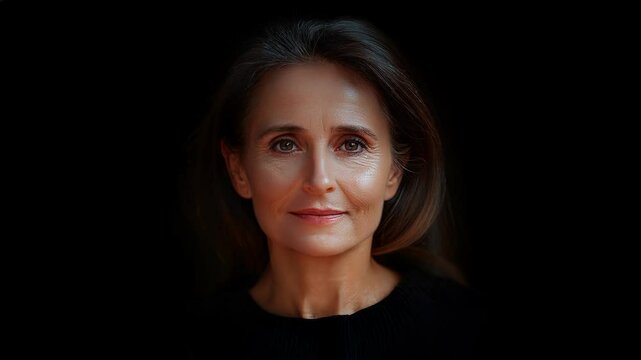 Transformation morphing from old to young brunette woman, concept of longevity time rejuvenation