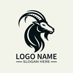 Elegant and Strong Goat Logo Design, Majestic Goat Logo, Mountain Goat Logo, Noble Creature Logo, Vintage Goat Logo