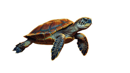 Fototapeta premium Closeup of a turtle walking on alpha channel