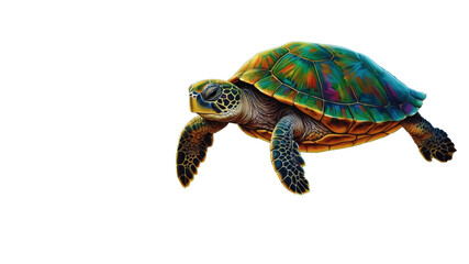 Obraz premium Closeup of a turtle walking on alpha channel