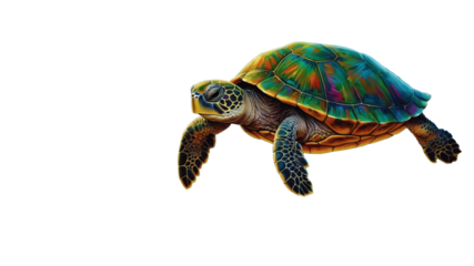 Closeup of a turtle walking on alpha channel