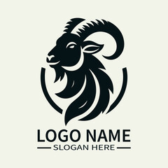 Elegant and Strong Goat Logo Design, Majestic Goat Logo, Mountain Goat Logo, Noble Creature Logo, Vintage Goat Logo
