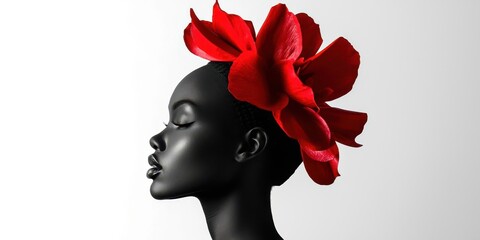 Woman with a red flower in her hair