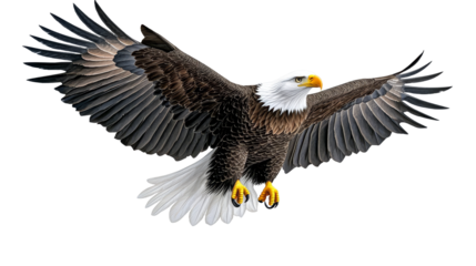 [Transparent Background PNG]Majestic American Bald Eagle in Flight