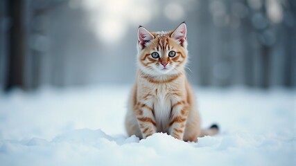 Cute Kitten in the Snow