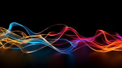 A visually striking and captivating abstract composition featuring an arrangement of multicolored wires against a dark moody background creating a futuristic high tech