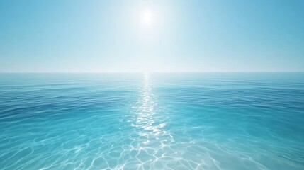 Obraz premium Calm ocean, sunny day, horizon, clear sky, travel background