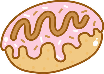 Cute donut cartoon doodle vector