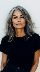 Fototapeta premium Confident Mature Woman with Gray Hair Smiling