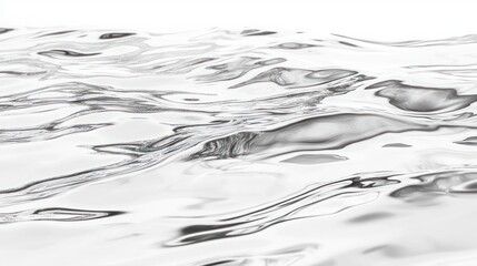 Liquid silver flowing, abstract texture, white background, design element