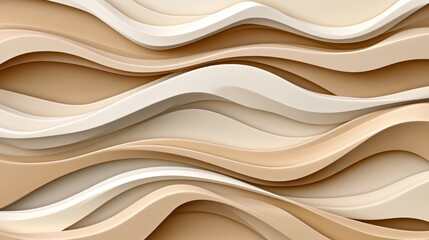 Fototapeta premium Abstract beige waves, flowing background, digital art, website design