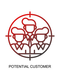 Product presentation icon with red gradient lines that show assertiveness and courage