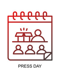 Product presentation icon with red gradient lines that show assertiveness and courage