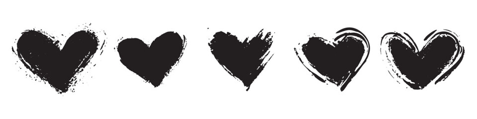 Heart icons. Vector heart silhouettes isolated on a white background © Rashid