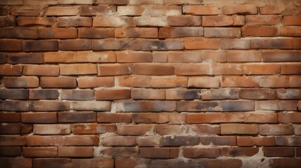 Obraz premium Warm Toned Rustic Brick Wall with Detailed Textured Surface in a Clean 16 9 Aspect for Architectural Industrial or Minimalist Design Backgrounds