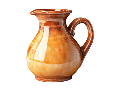 Isolated Realistic ceramic pitcher with handle