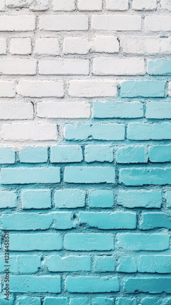 Poster bright teal and white bricks converge in a visually striking design, creating an inviting atmosphere