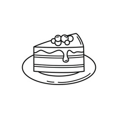 Hand Drawn Cake Slice with Bery Outline Illustration