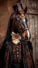 Vintage Clydesdale in Elegant Victorian Attire