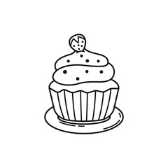 Cupcake with Frosting Outline Design