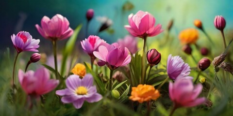 Fototapeta premium pink and white tulips