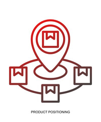 Product presentation icon with red gradient lines that show assertiveness and courage