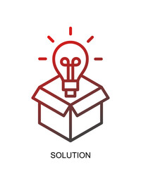 Product presentation icon with red gradient lines that show assertiveness and courage