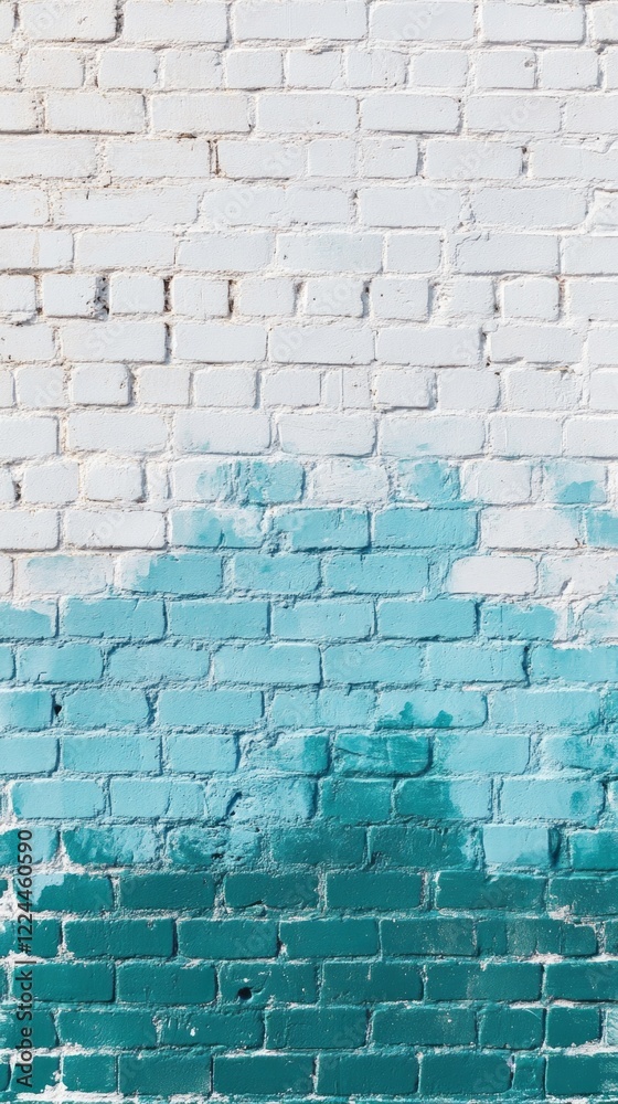 Poster a beautifully painted white brick wall with a gradient of teal at the bottom adds a refreshing and a