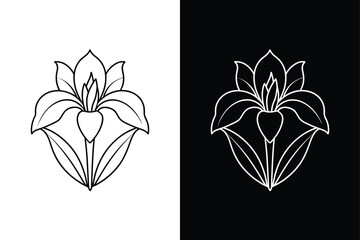 Beautiful Iris Flower Icon. Simple and Stylish Line Drawing © Nezamur