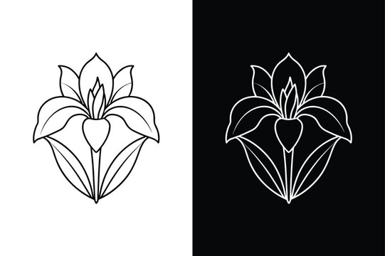 Beautiful Iris Flower Icon. Simple and Stylish Line Drawing