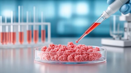 Laboratory pipette transferring liquid samples.