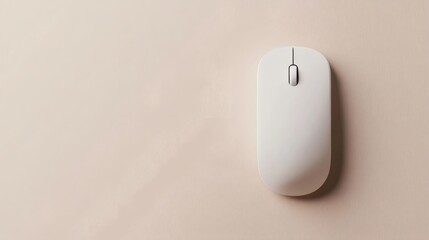 Minimalist white computer mouse on a beige background showcasing modern technology and design aesthetics