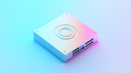 Modern external storage device with gradient color design displayed on a smooth surface