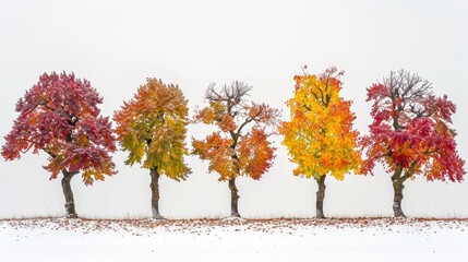 Naklejka premium Intricate botanical illustration of diverse trees, leaves, cones, and twigs on a white backdrop