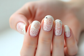 Nail design, spring patterns and flowers.