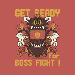 arcade game machine monster retro cartoon mascot