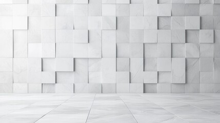 Fototapeta premium White cubic wall interior design, modern room, empty space, background