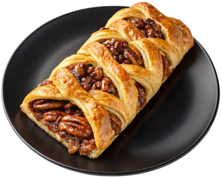 pecan and walnut plait pastry filled with maple