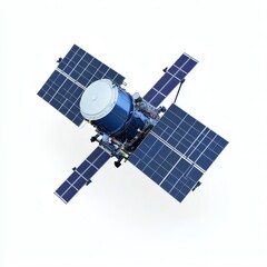 Satellite designed for space exploration with solar panels deployed in orbit above Earth